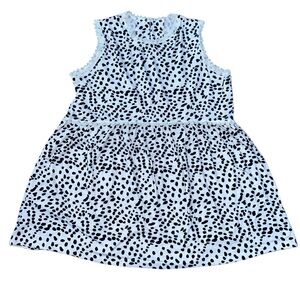 Black and White Polka Dot Lace Border Sleeveless Blouse